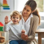 A speech therapist doing speech therapy with a children