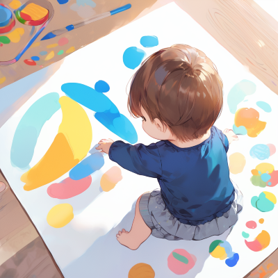 child paints during early intervention session