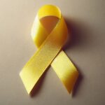 Yellow ribbon signifying childhood cancer